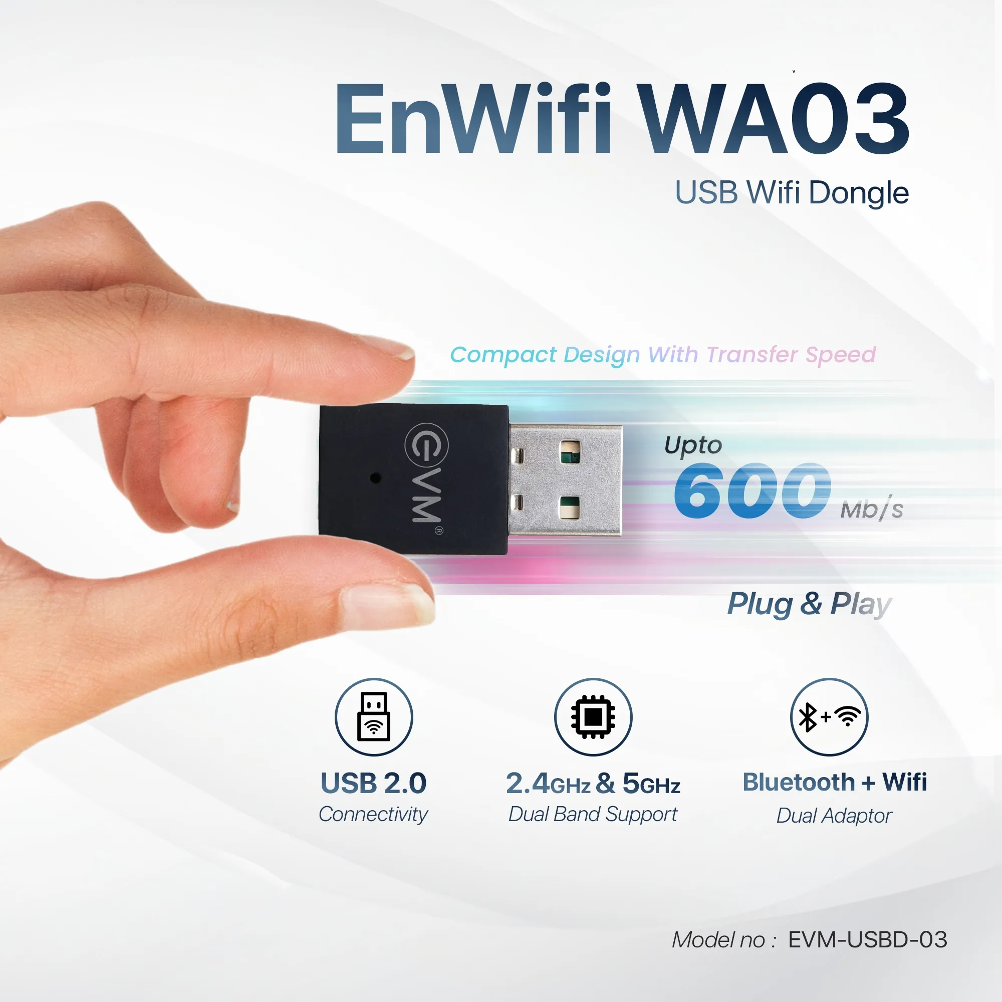EVM Bluetooth + WIFI Adapter 600Mbps (USBD-03) view 5